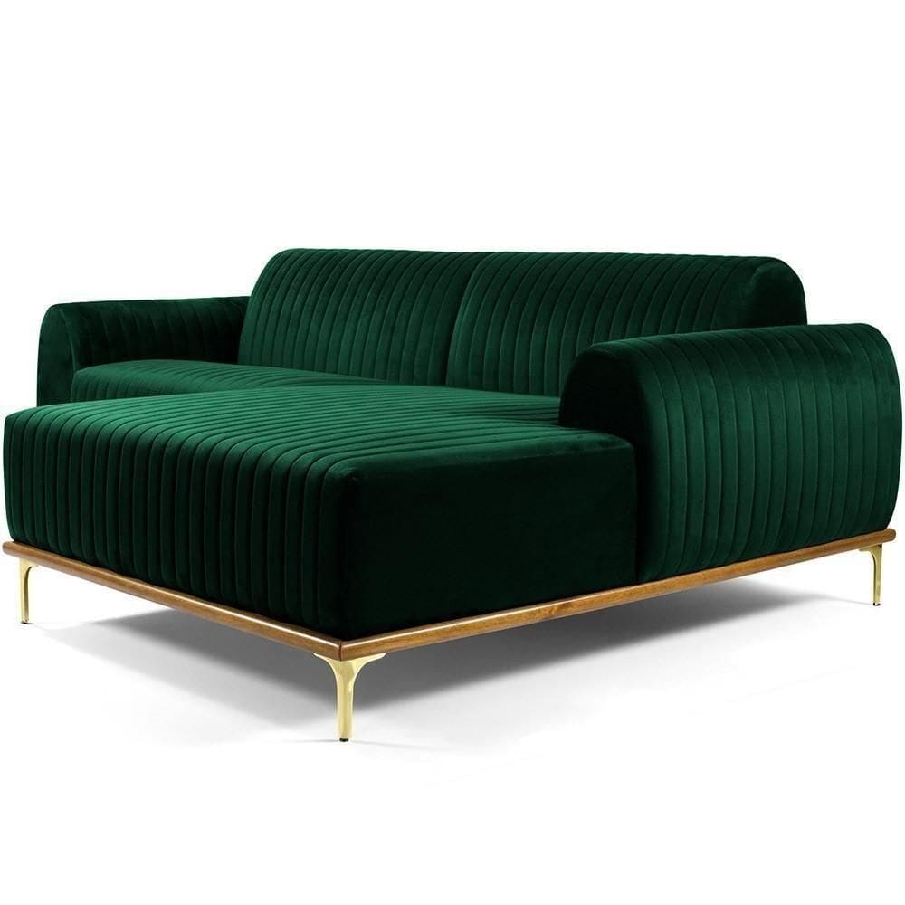 Sofá 5 Lugares Com Chaise Molino 320 Cm Verde Musgo C-303