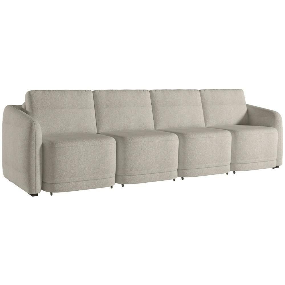 Sofá Cama Para Sala De Estar 4 Lugares 356cm Montserrat K01 Bouclê Bege - Lyam Decor