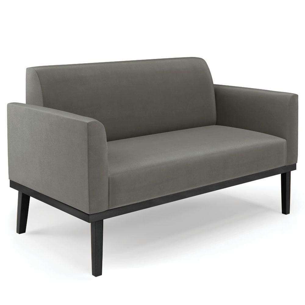 Sofá Namoradeira Base Madeira Preto Maressa Suede Grafite