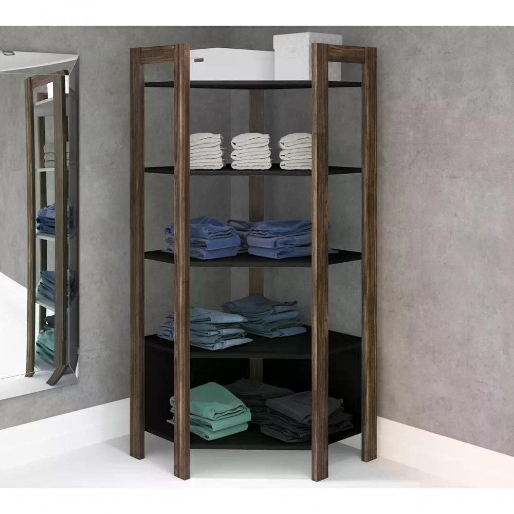 Estante De Canto Closet Multiuso Az1020 Preto Nogal