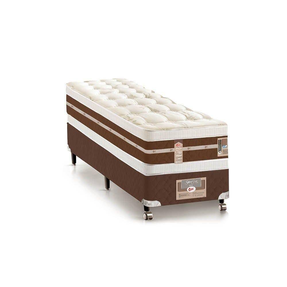 Cama Box + Colchão Castor Solteiro Silver Star Air Double Face Hibrido 100x200x61cm