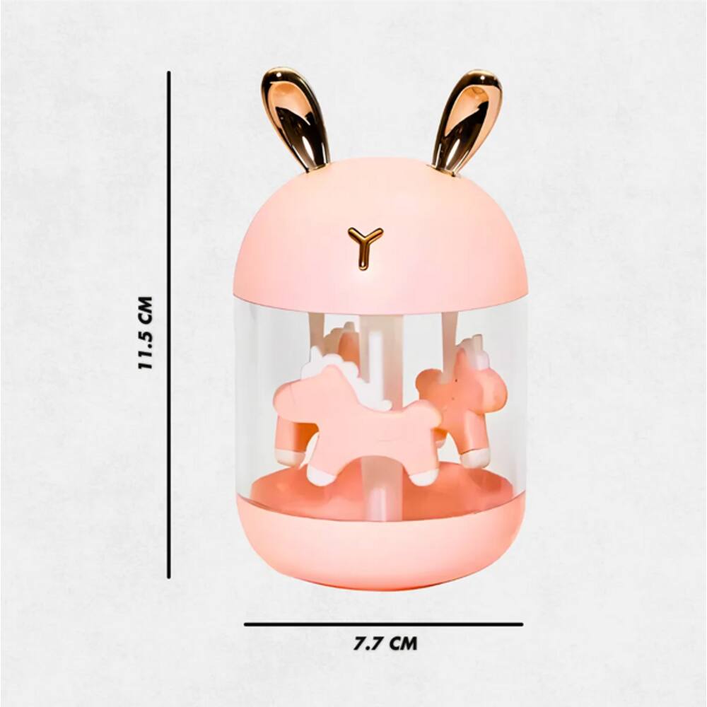 Umidificador Rosa Carrossel Abajur com Led