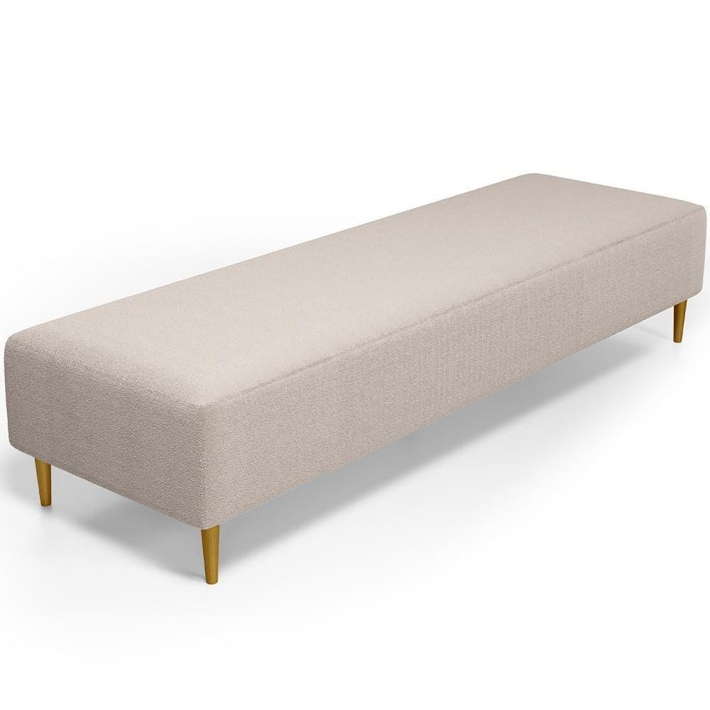Puff Decorativo Sala De Estar Bali W01 Pés Palito 210x60cm Bouclê Creme - Lyam Decor