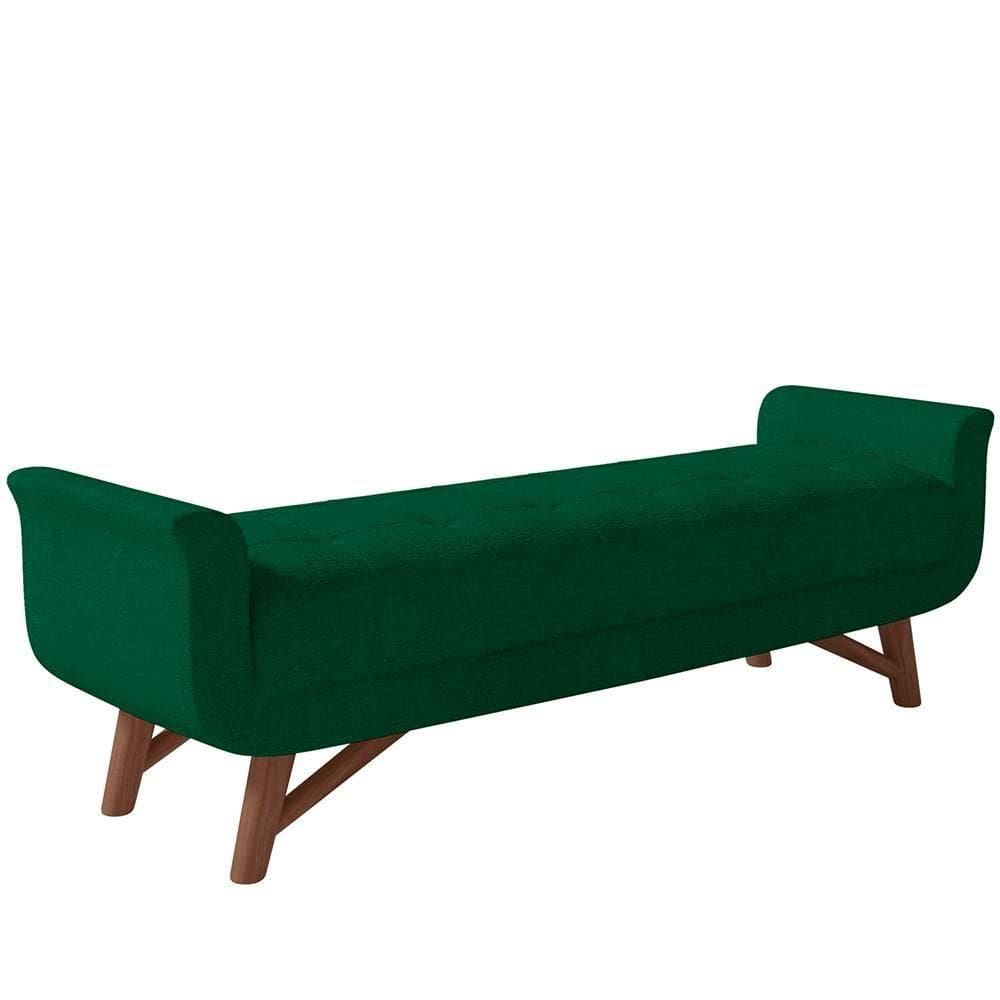 Puff Recamier Decorativo Com Pés Em Madeira 140cm Itália Bouclê Verde