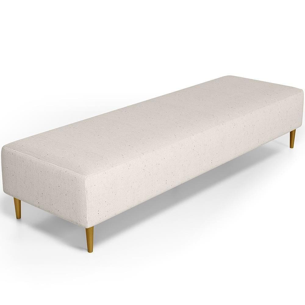 Puff Decorativo Sala De Estar Bali W01 Pés Palito 170x60cm Linho Cru - Lyam Decor