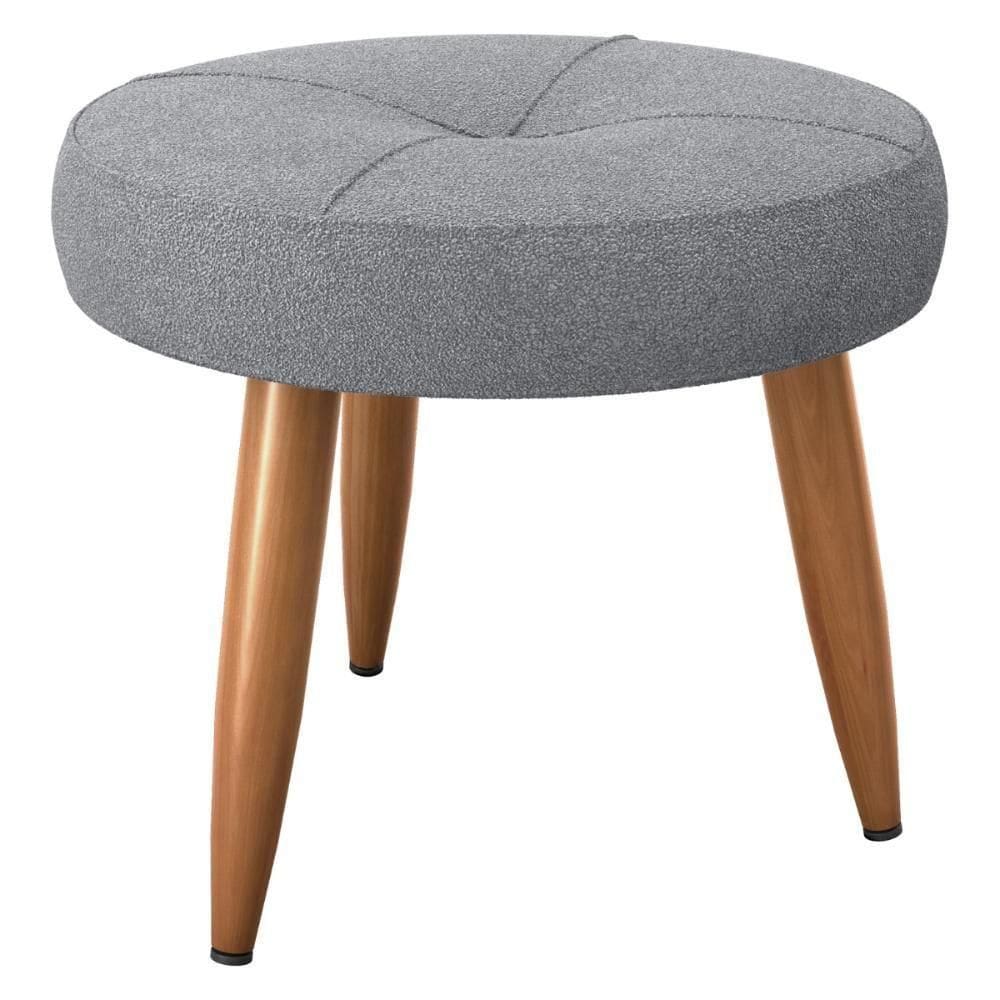 Puff Decorativa Redondo Marici Boucle Cinza