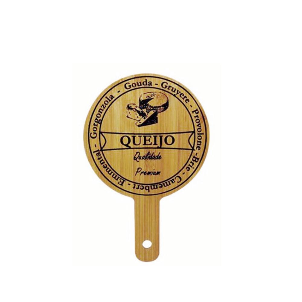 Tabua de Frios Queijos Redonda Bambu Decorada 40cm