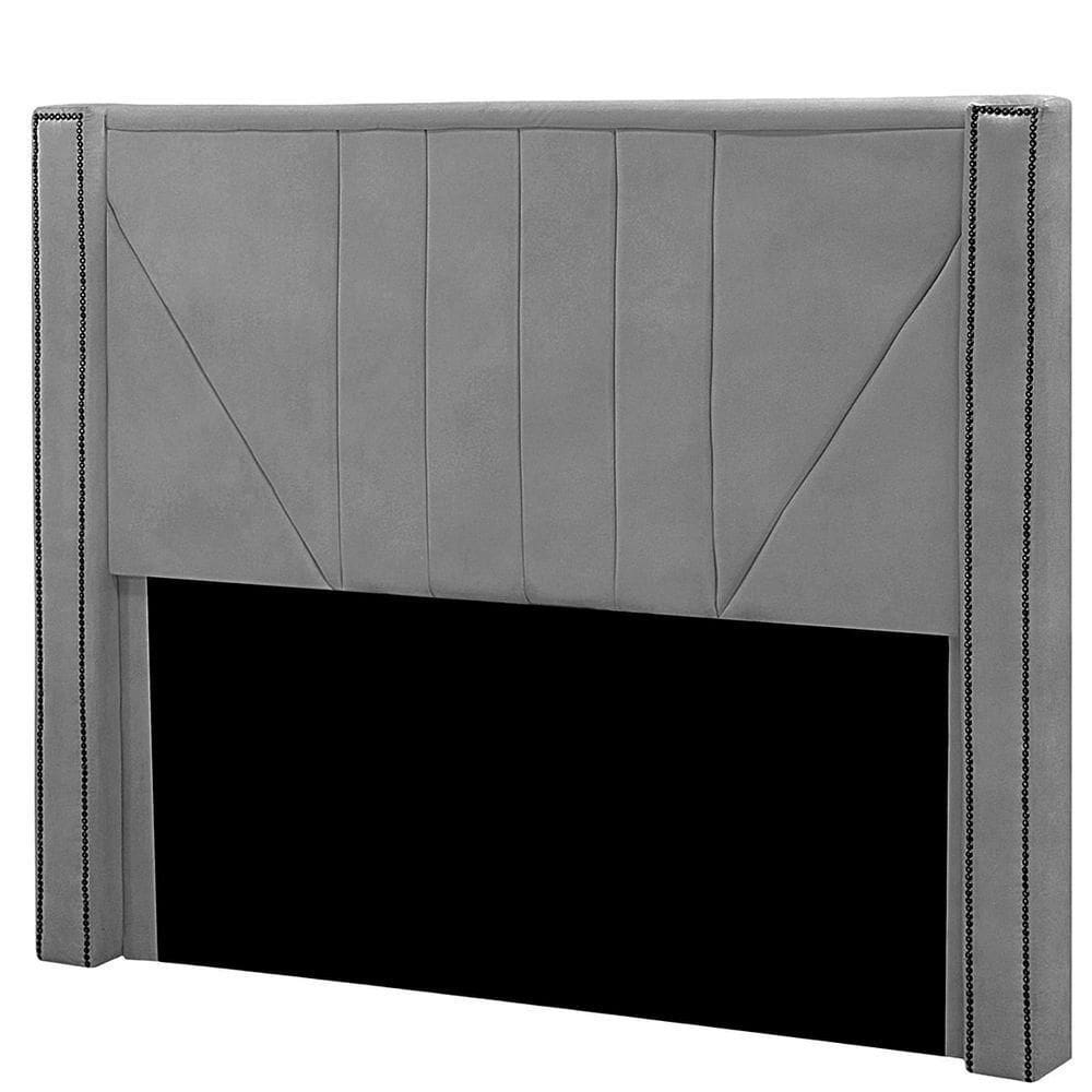 Cabeceira Casal Estofada Para Cama Box Toronto Veludo Cor Cinza Claro