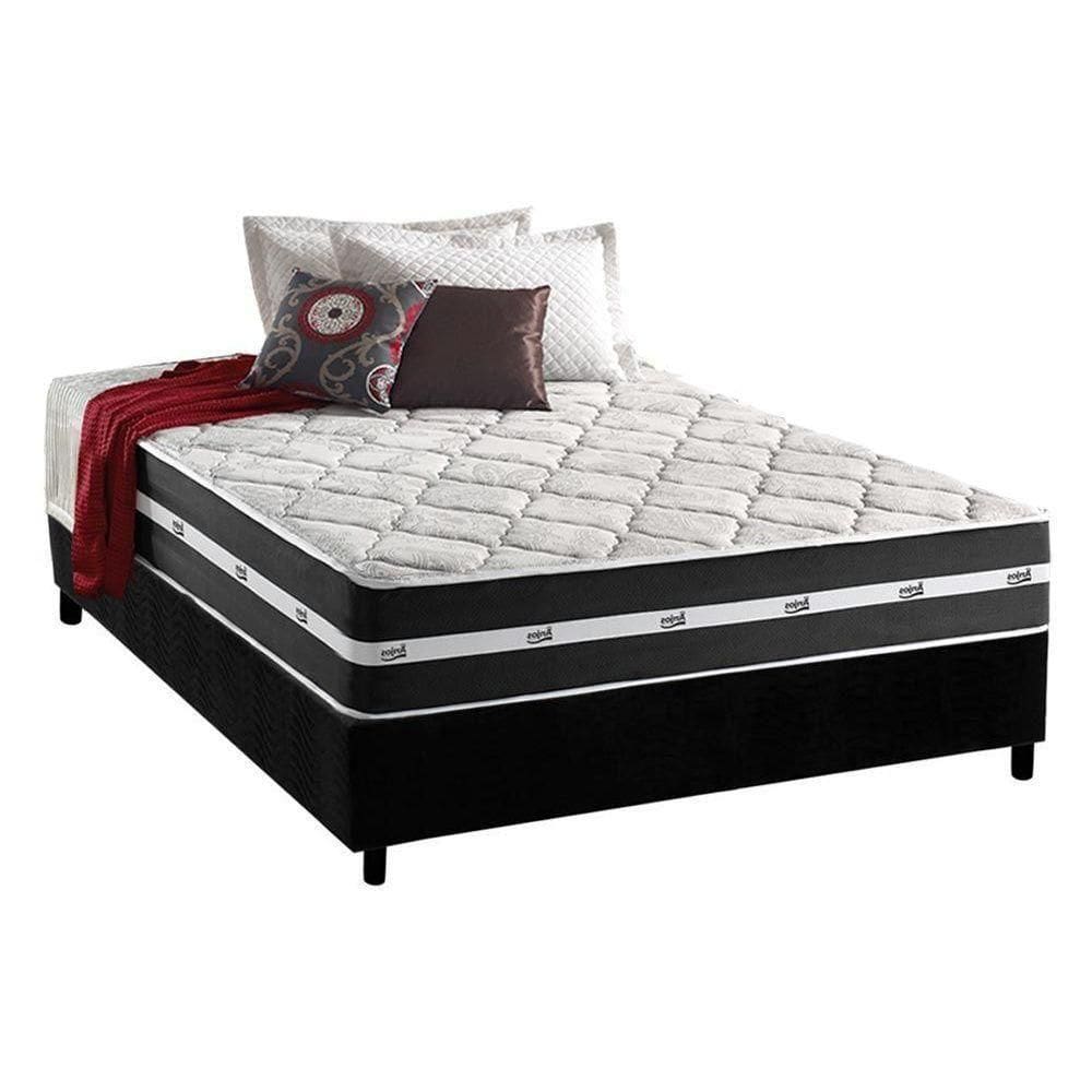 Cama Box Casal: Colchão Molas Anjos Superlastic Classic + Base Crc Suede Black(138X188)