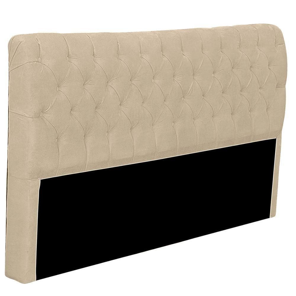 Cabeceira Casal Queen Estofada Para Cama Box Glass Veludo Bege
