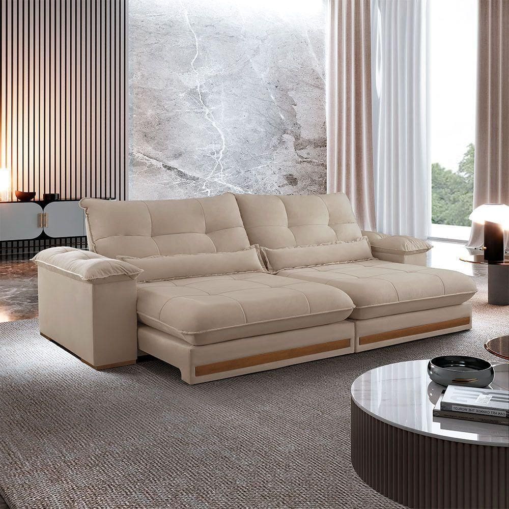 Sofá Dubai Linho 02 Módulos De 120 Cm B25 Cm Meu Sofá Online A226 Linho Bege