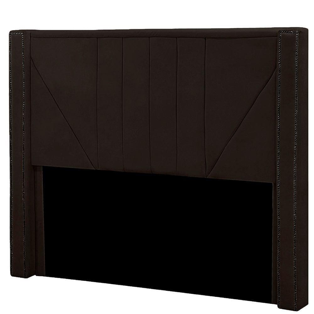 Cabeceira Casal Estofada Para Cama Box Toronto Veludo Cor Marrom