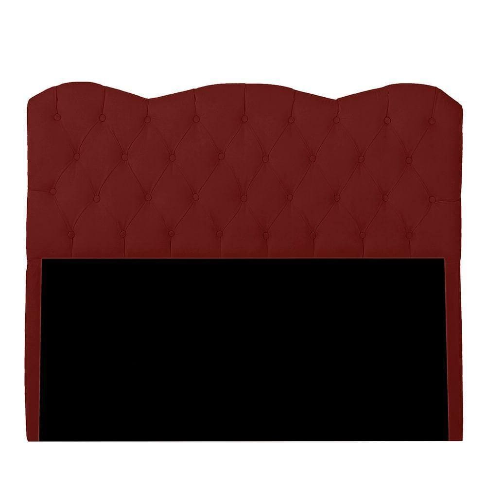 Cabeceira Casal Queen Estofada Para Cama Box Verona Veludo Cor Marsala