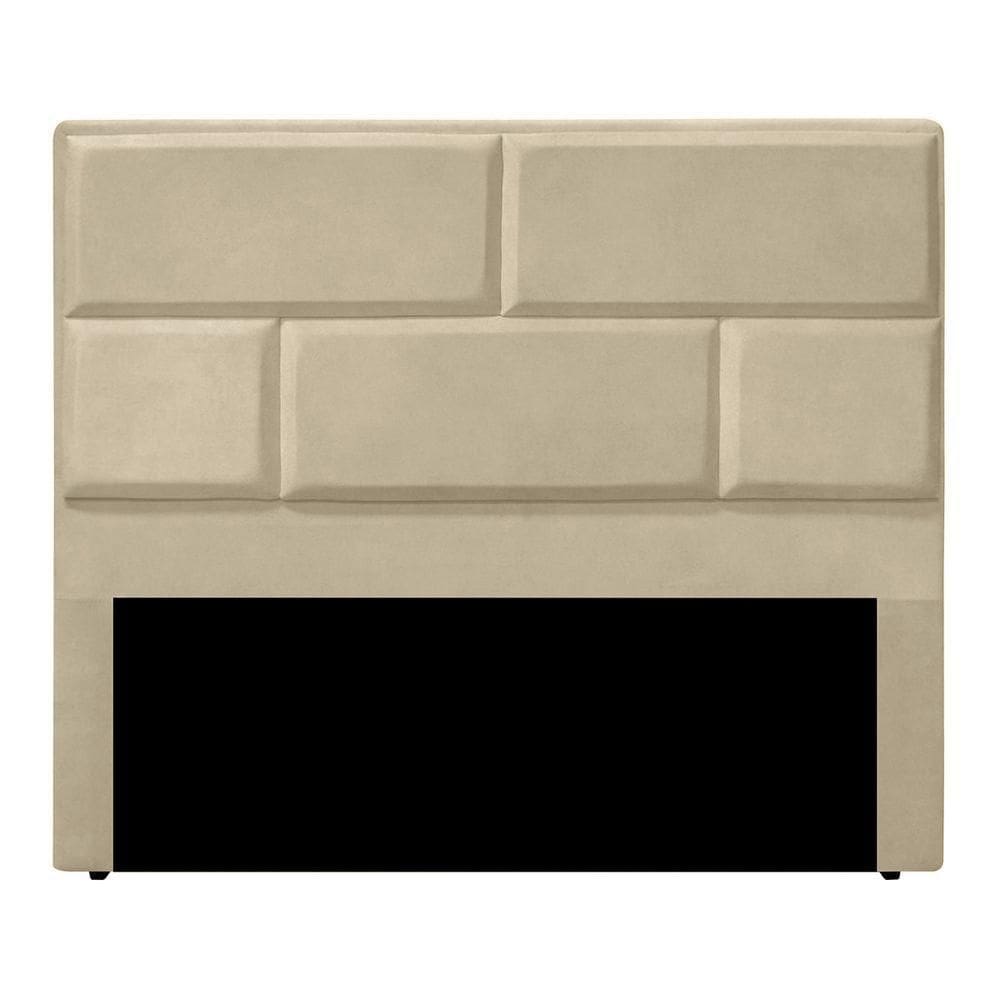 Cabeceira Casal Estofada Para Cama Box Jade Veludo Bege
