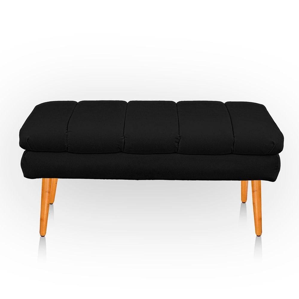 Puff Aparador Estofado Italy Decorativo Veludo Cor Preto