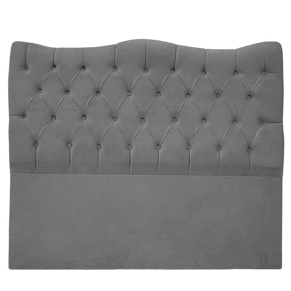 Cabeceira Casal Queen Para Cama Box Estofada Dunas Veludo Cinza