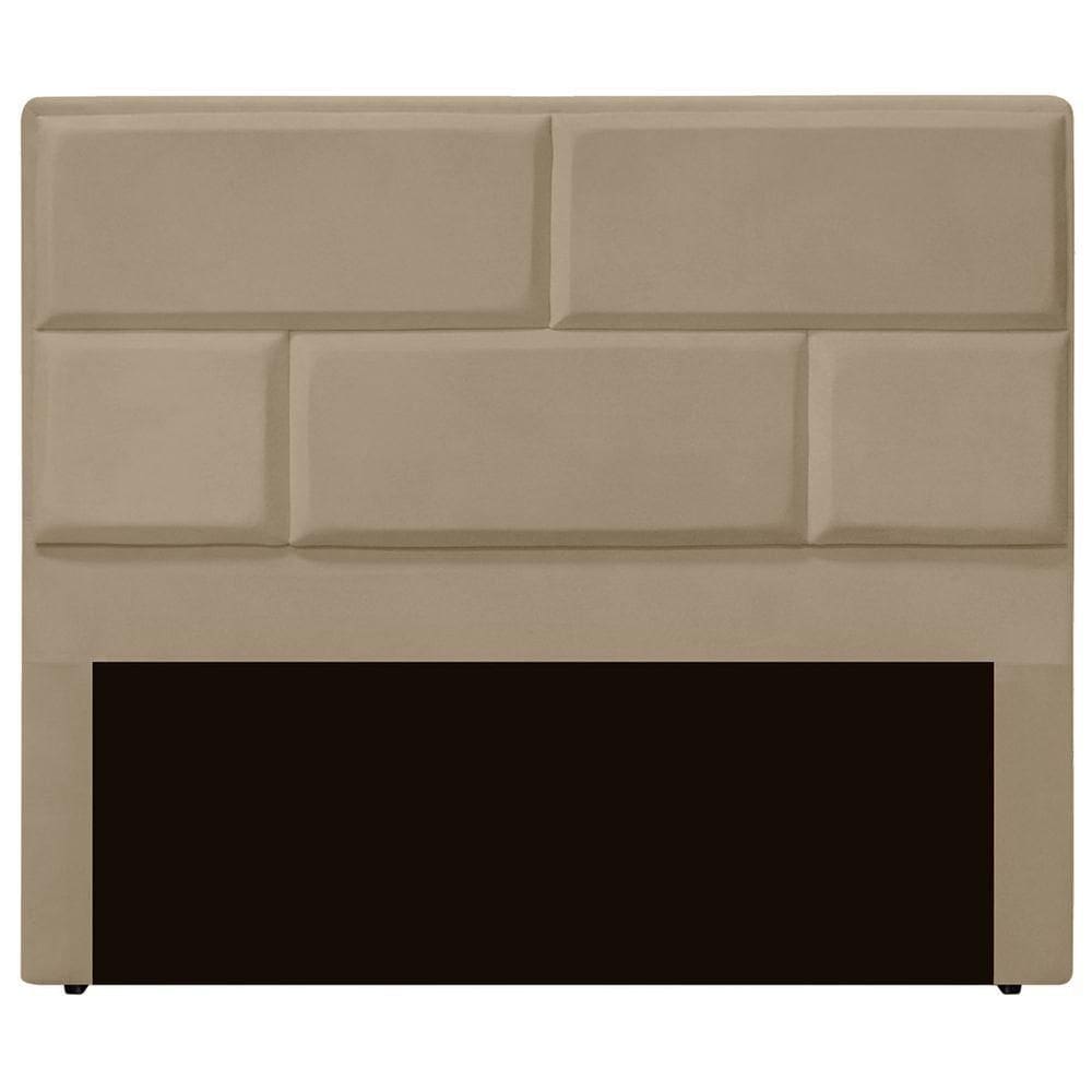 Cabeceira Casal Queen Estofada Para Cama Box Jade Veludo Bege Escuro