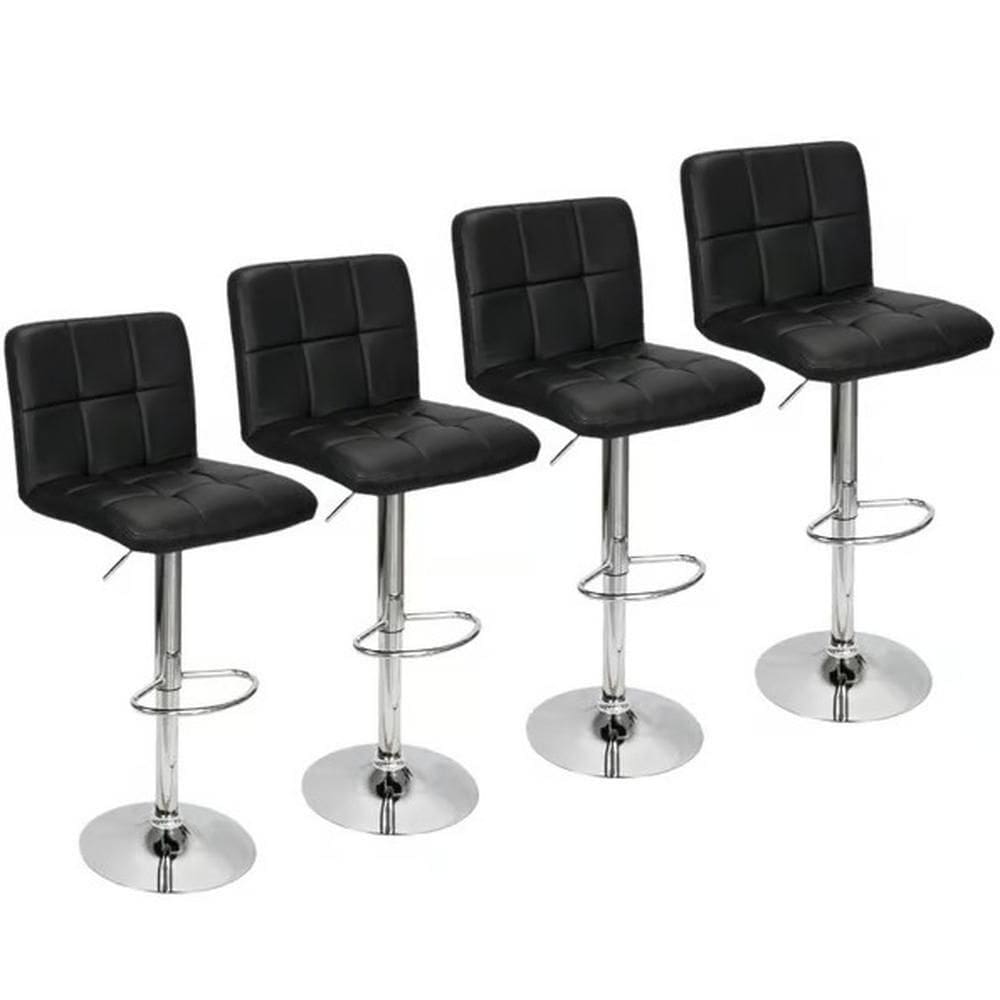 Kit Com 4 Banquetas Gomos Confort , Giratoria, Com Regulagem De Altura Preta