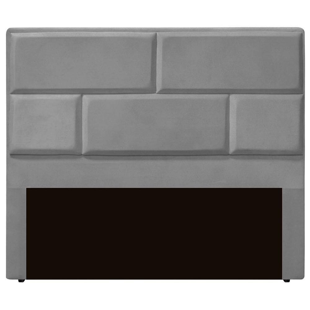 Cabeceira Casal Queen Estofada Para Cama Box Jade Veludo Cinza