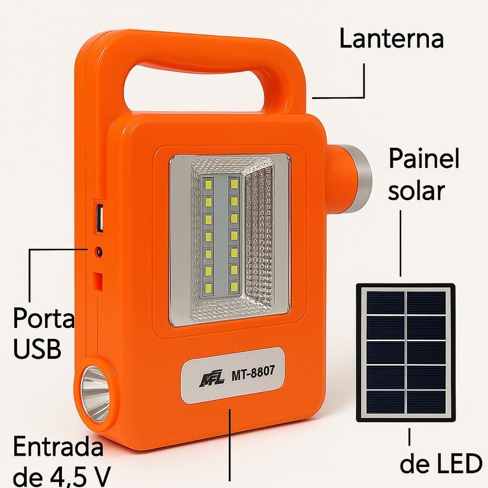 Kit Lanterna Led Solar Recarregavel Com Power Bank Usb 500Ma Lampada De Emergencia Para Camping Pescaria E Viagens