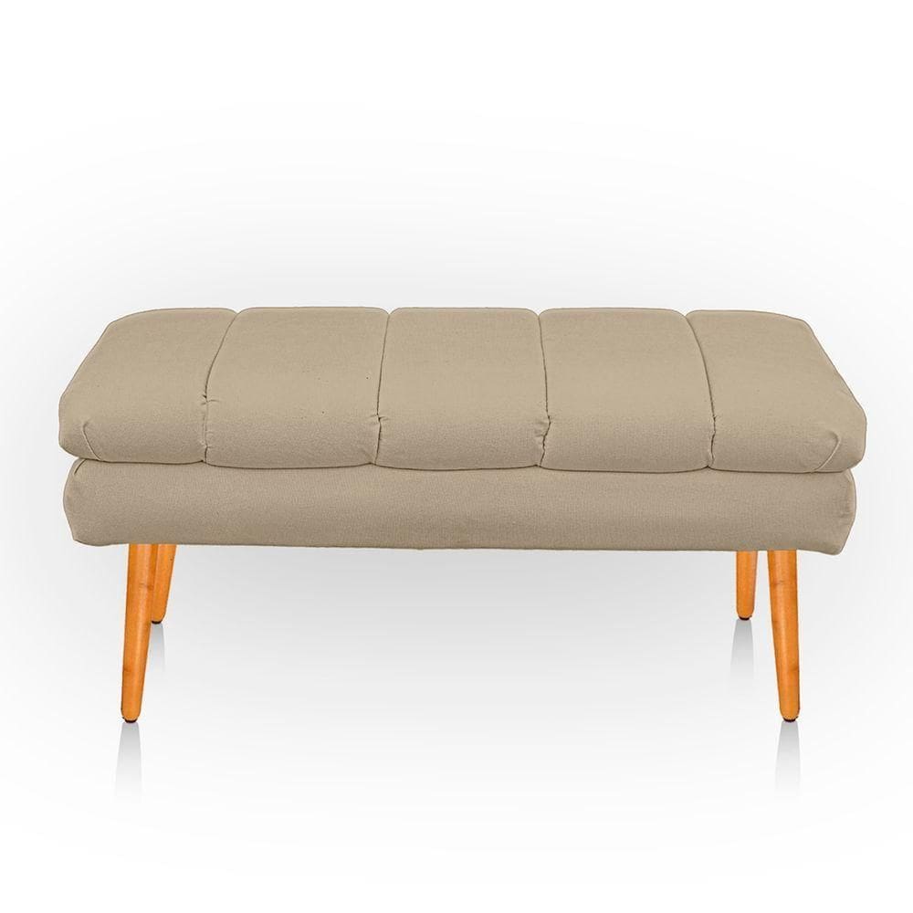 Puff Aparador Estofado Italy Decorativo Veludo Bege Escuro