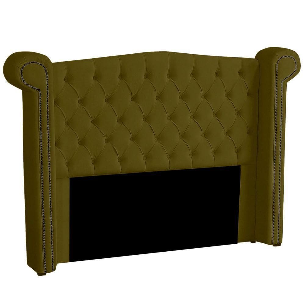 Cabeceira Casal Estofada Para Cama Box Ayla Veludo Cor Tabaco