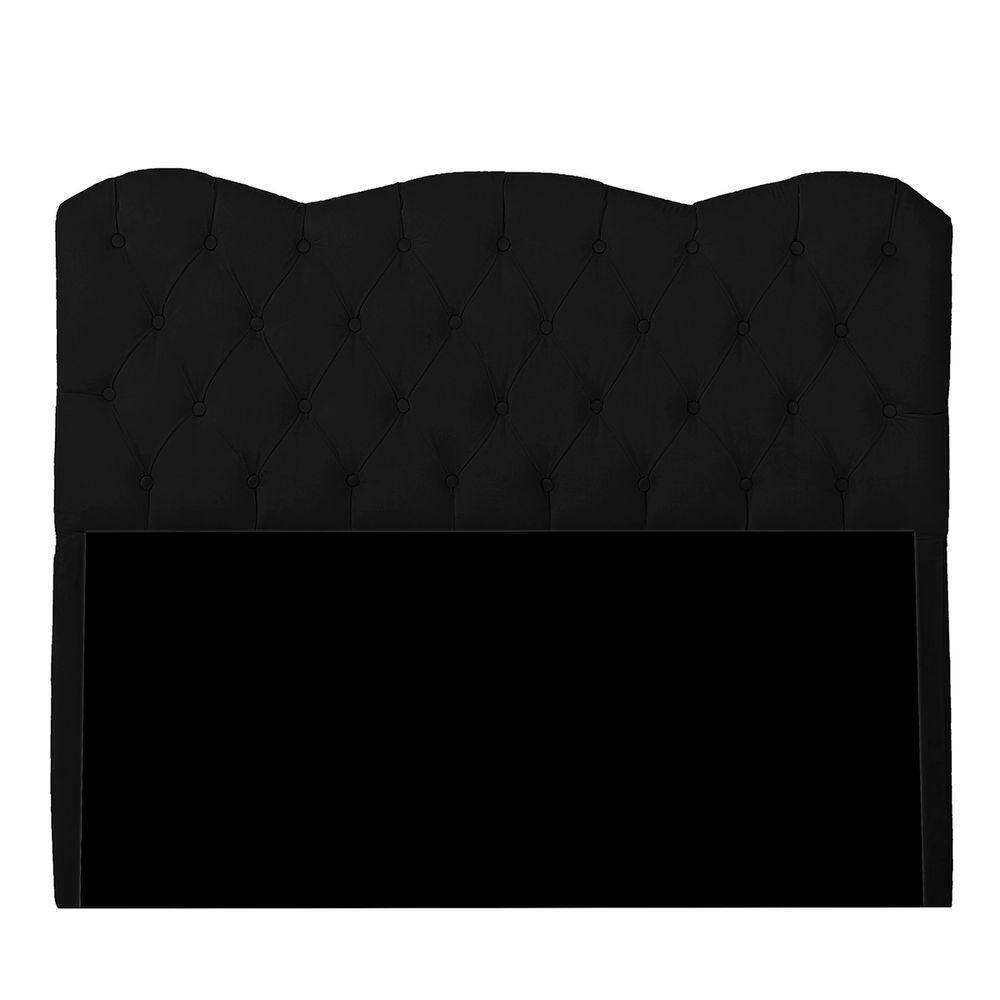 Cabeceira Casal Queen Estofada Para Cama Box Verona Veludo Preto