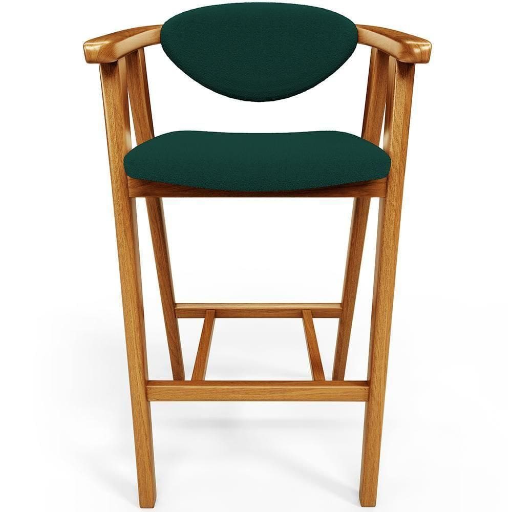Banqueta Alta Para Cozinha Bancada Bar Sala De Jantar Fixa Cecília L02 Bouclê Verde