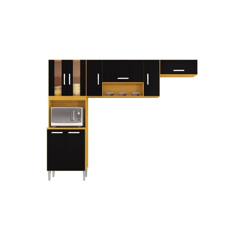 Cozinha Compacta 8 Portas Lavinia Damasco / Preto - Poquema