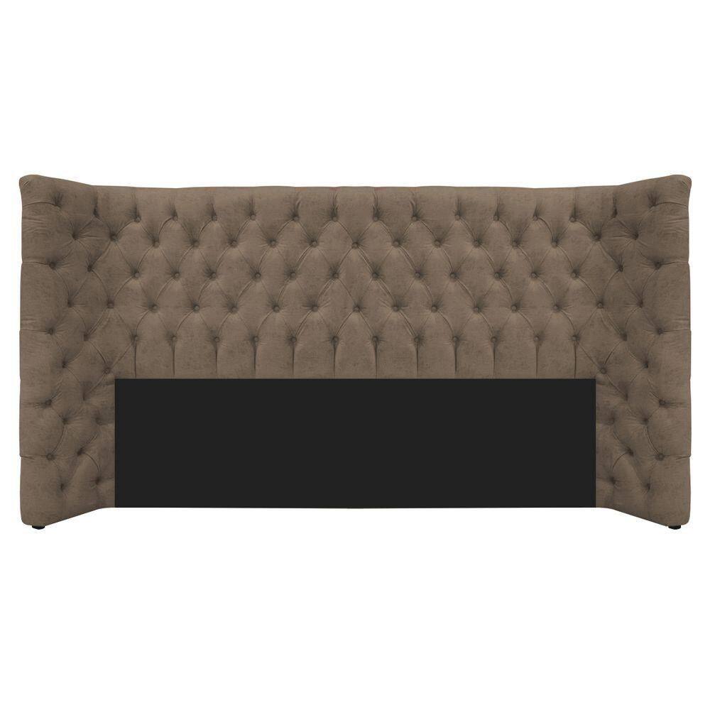 Cabeceira King Everest P02 195cm Para Cama Box Suede - Doce Sonho Móveis Marrom