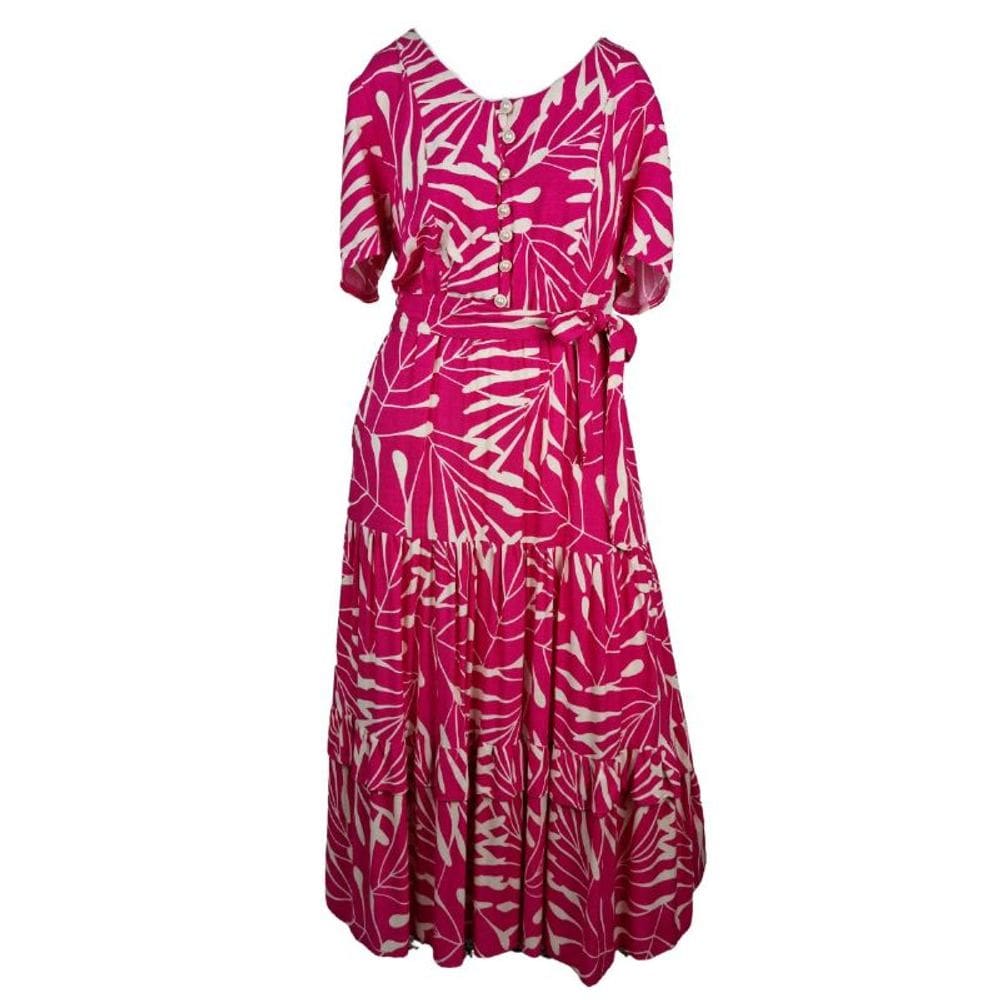 Vestido Zamona Filó Babados Pink Mesclado