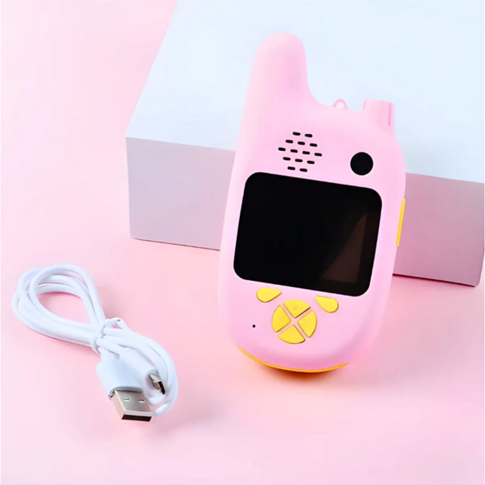 Walkie Talkie Rosa Infantil Com Câmera Digital Para Crianças