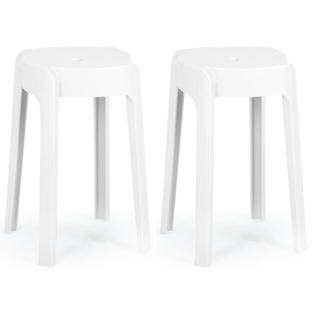 Kit 2 Banquetas Baixa Empilhável Nordica - Branco