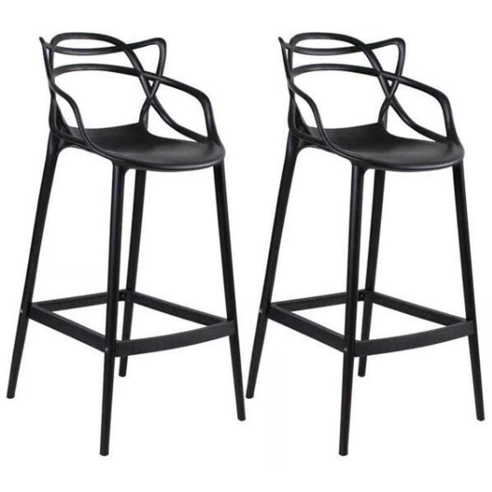 Kit Com 2 Banqueta Allegra Masters 100% Polipropileno Preta