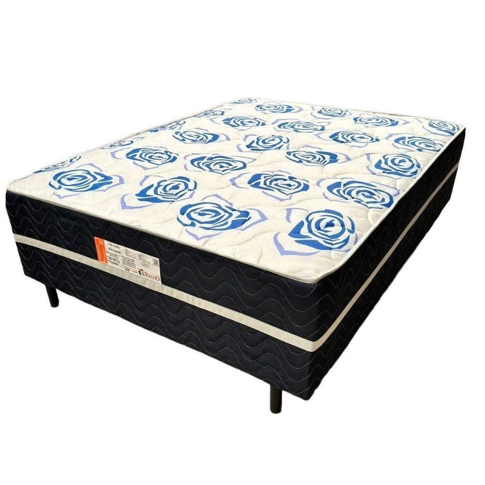 Unibox Romance Casal Com Molas Bonnel 138x188x44cm Topázio Azul