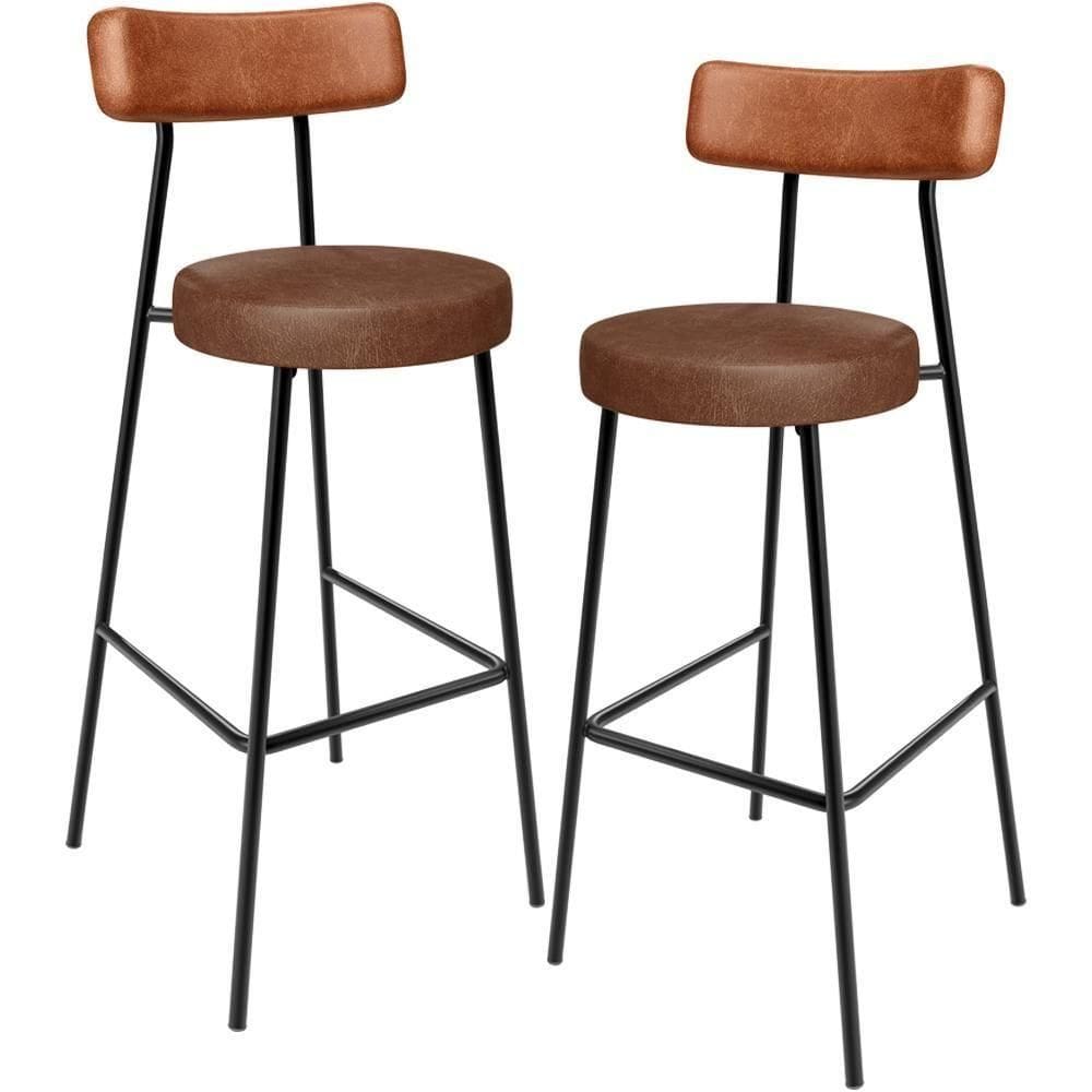 Kit 02 Banquetas Alta Bar Cozinha Sala De Jantar Milão L02 Couríssimo Camel Marrom