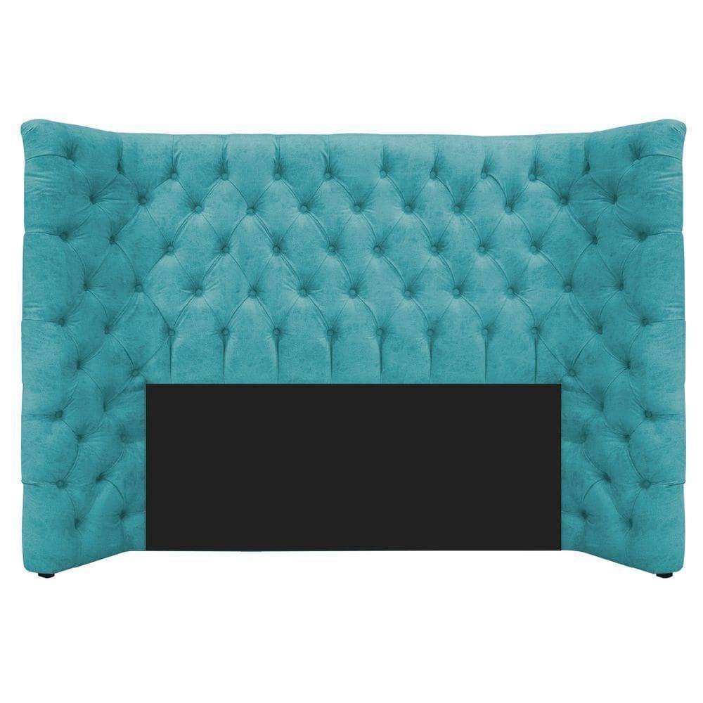 Cabeceira Casal Everest P02 140cm Para Cama Box Suede Azul Turquesa