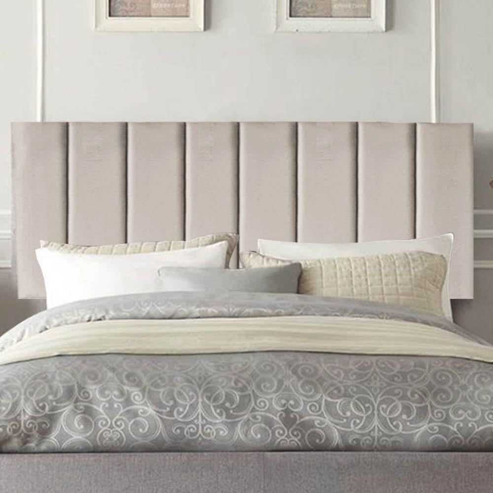 Painel Estofada Carla 100cm Solteiro Para Cama Box Quarto Suede Bege