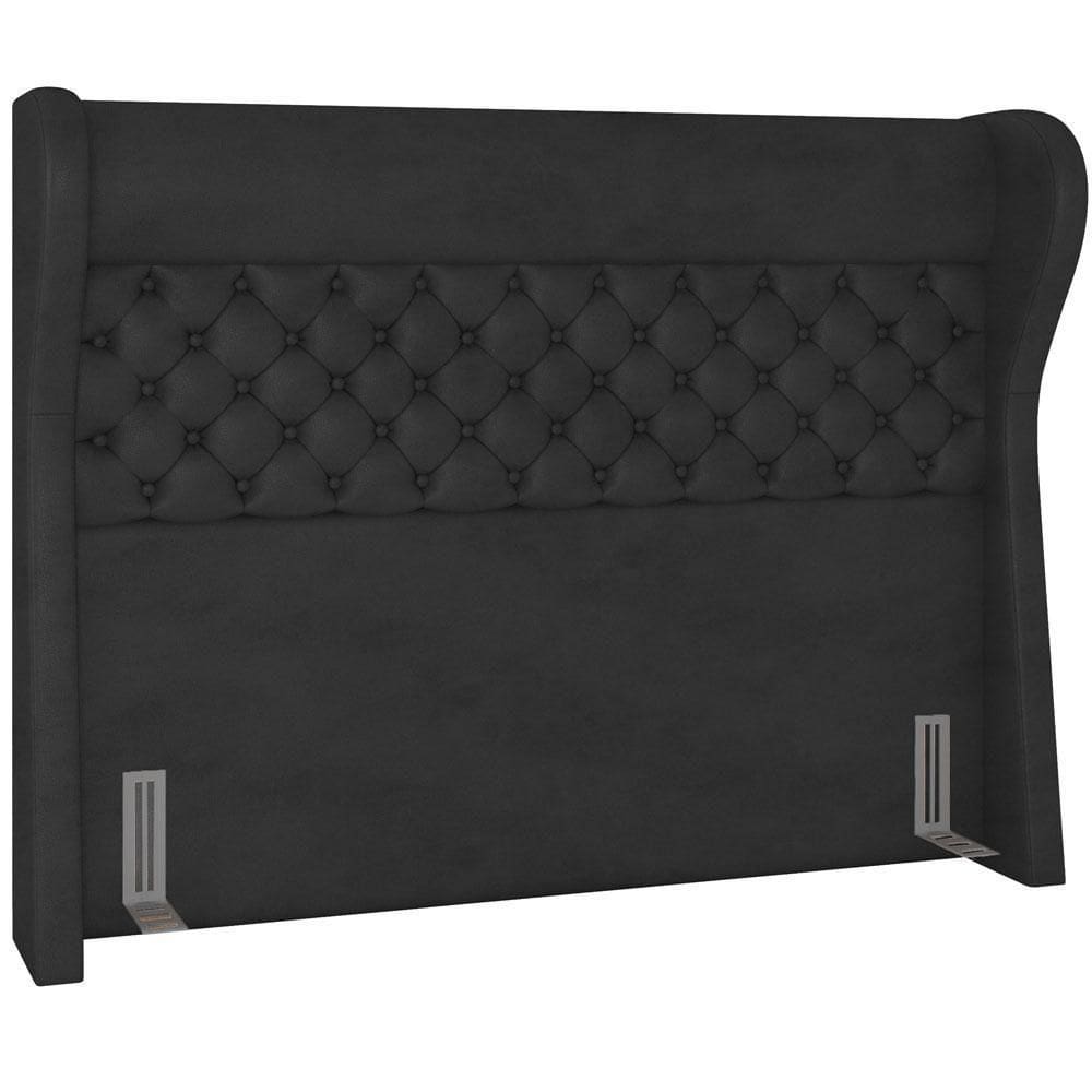 Cabeceira Cama Box Queen 160 Cm P05 Madrid Couríssimo Preto - Lyam Decor