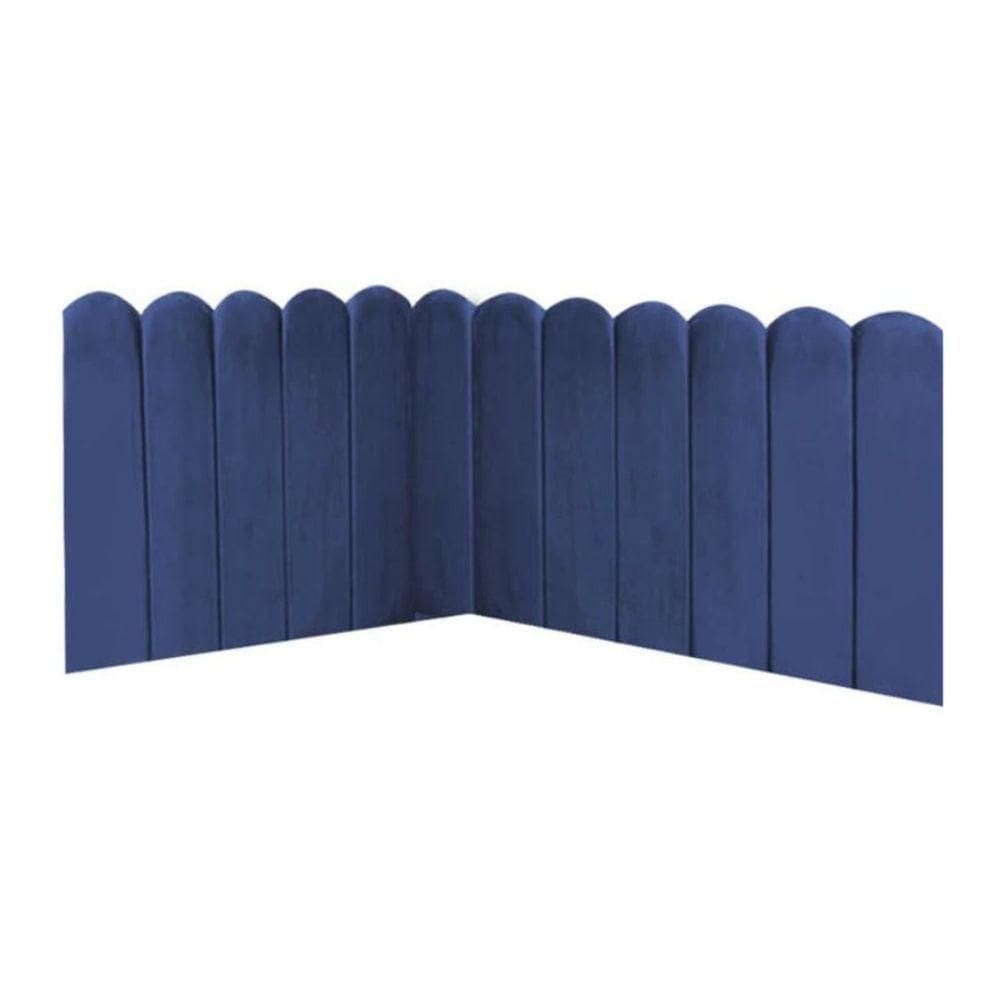 Cabeceira Painel Cama King Box Nuvem Suede Sandy 195 Cm Cor:azul