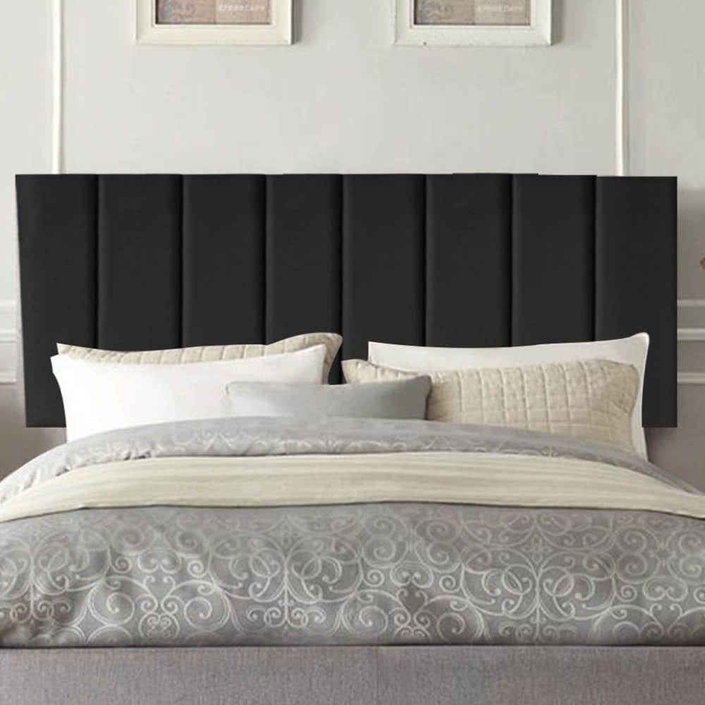 Painel Estofada Carla 90cm Solteiro Para Cama Box Quarto Corino Preto