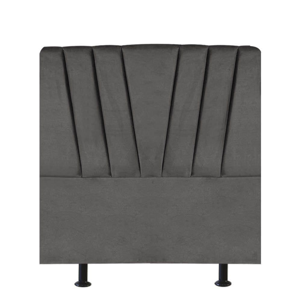 Cabeceira Estofada Bélgica 100cm Solteiro Para Cama Box Quarto Corino Cinza