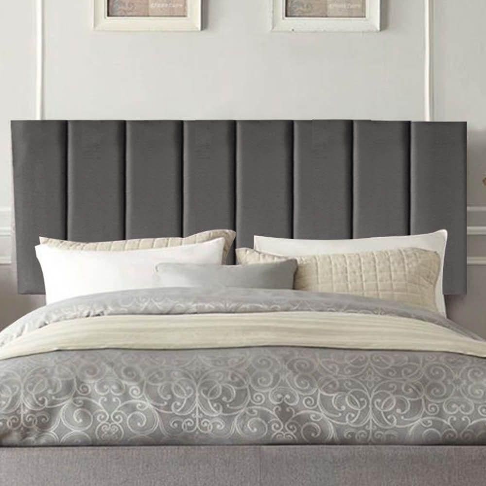 Painel Estofada Carla 100cm Solteiro Para Cama Box Quarto Corino Cinza