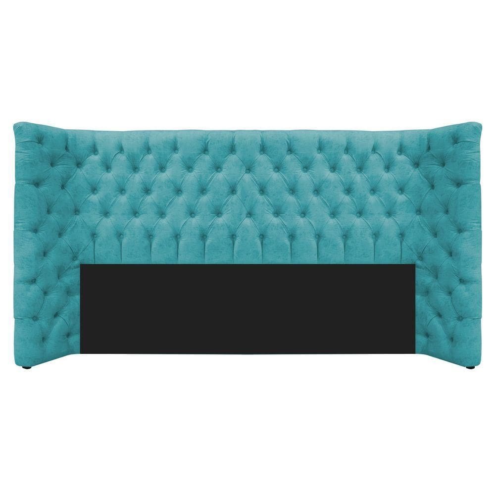 Cabeceira King Everest P02 195cm Para Cama Box Suede Azul Turquesa