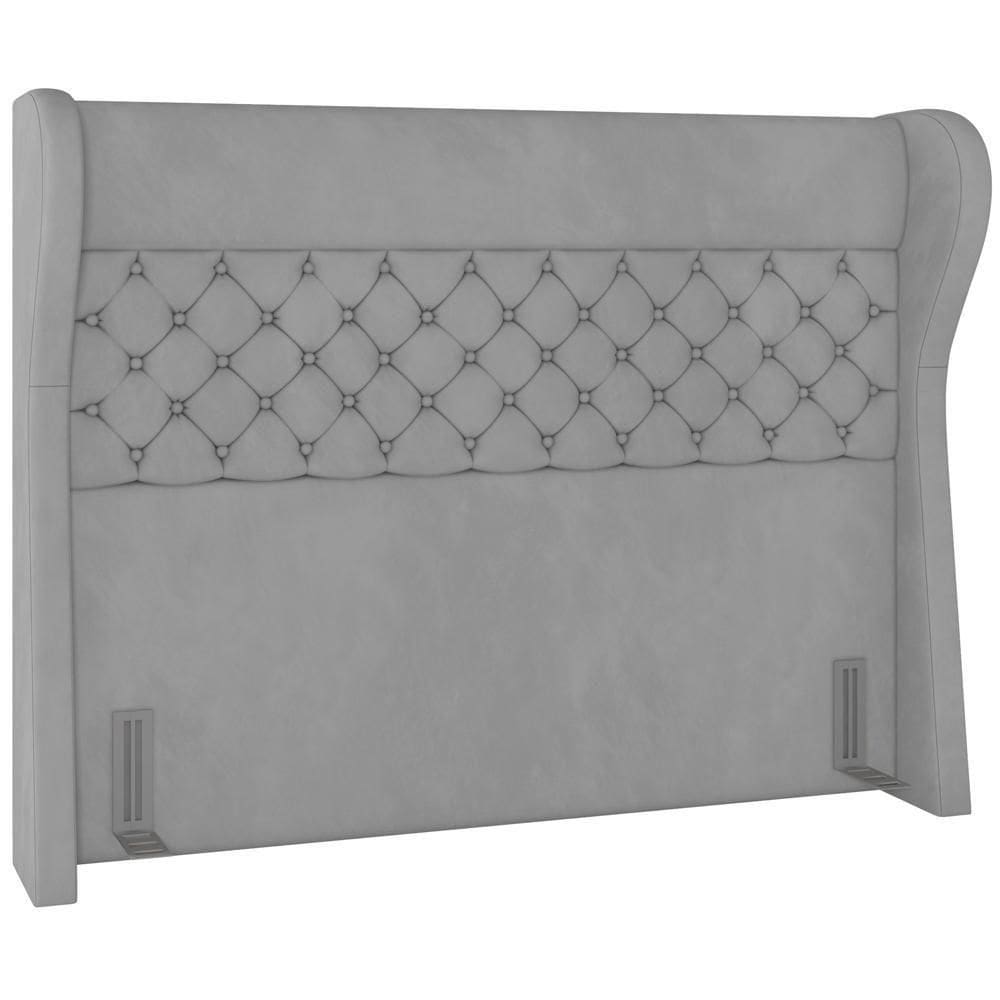 Cabeceira Cama Box Queen 160 Cm P05 Madrid Veludo Cinza