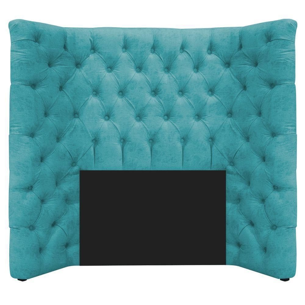Cabeceira Solteiro Everest P02 90cm Para Cama Box Suede Azul Turquesa