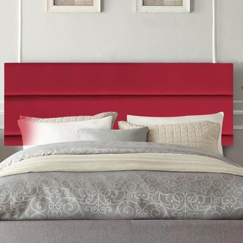 Painel Estofada Argentina 90cm Solteiro Para Cama Box Quarto Suede Vermelho
