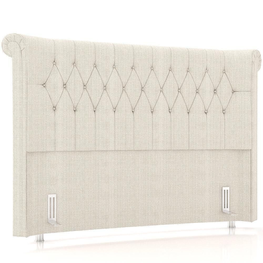 Cabeceira Cama Box Casal 140cm Estofada Meora P05 Linho Creme