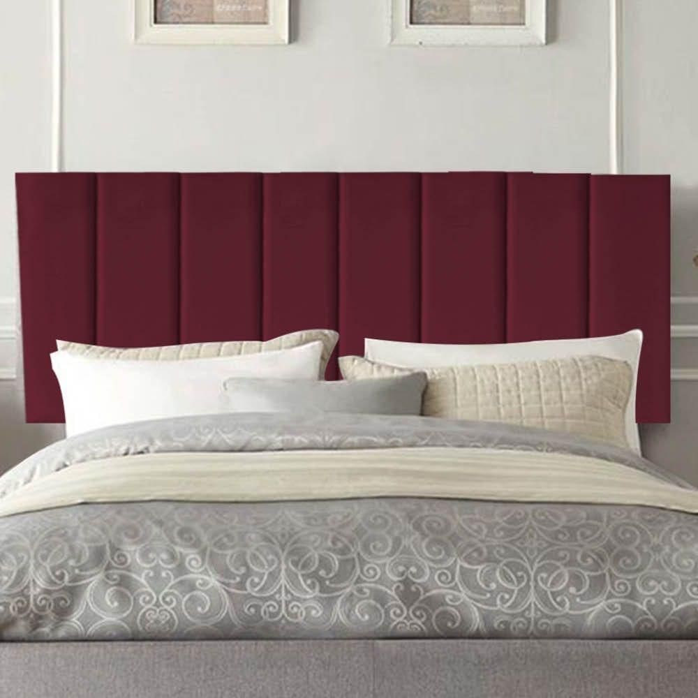 Painel Estofada Carla 90cm Solteiro Para Cama Box Quarto Suede Bordô