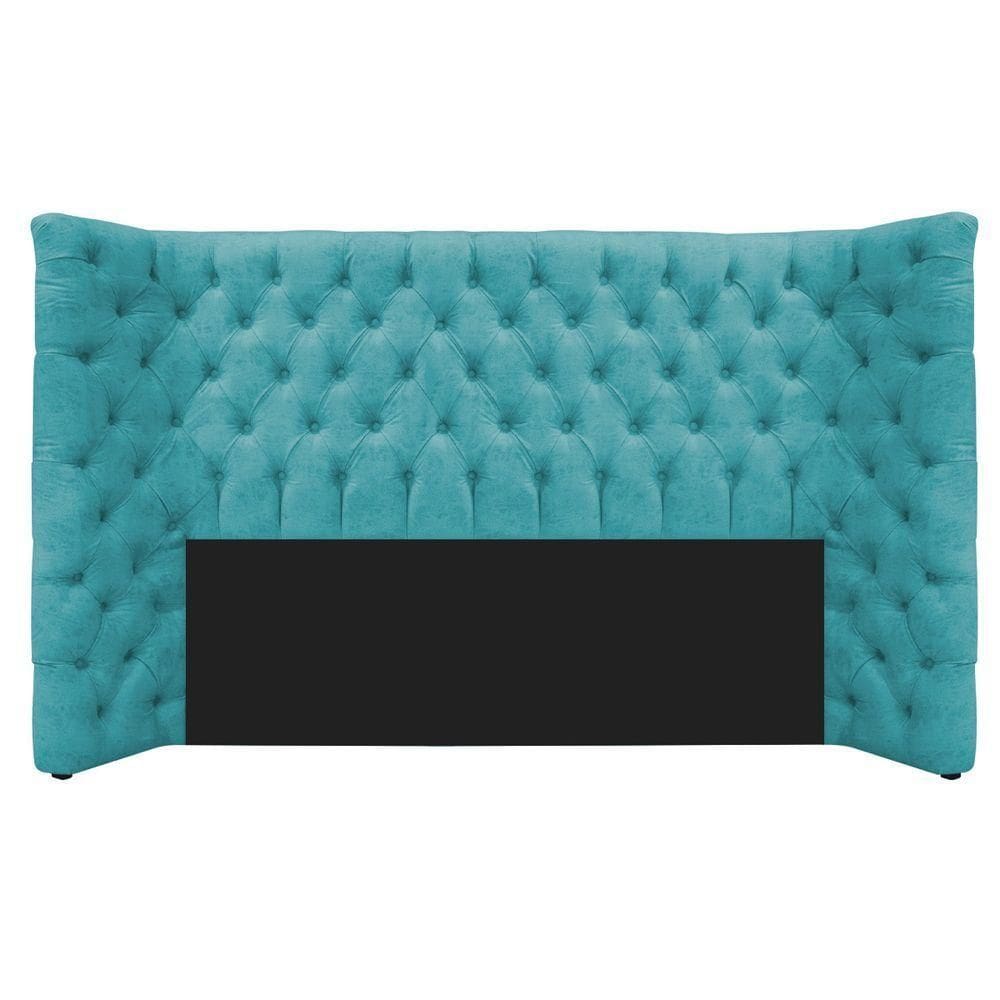 Cabeceira Queen Everest P02 160cm Para Cama Box Suede Azul Turquesa